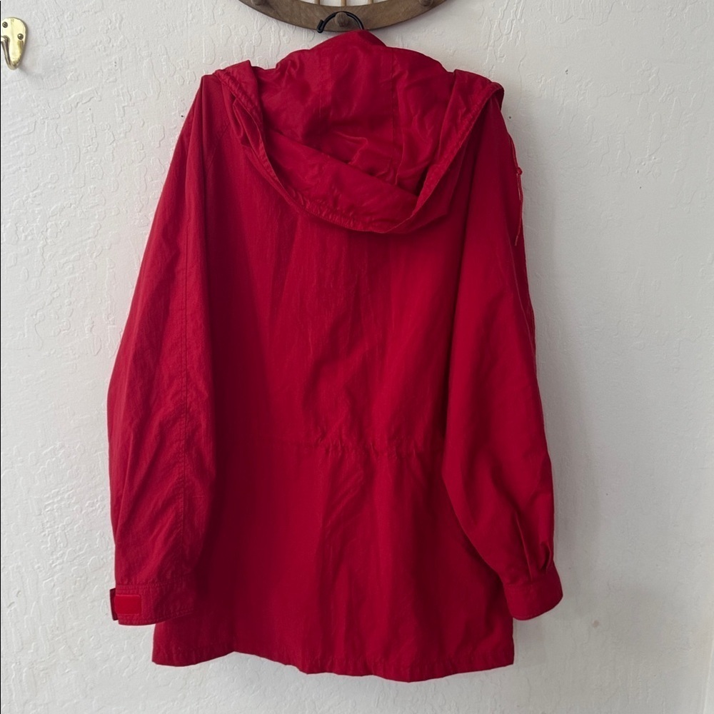 Vtg Eddie Bauer Rain Wind Jacket Mens L Red Hooded Lined Packable Lightweight - Picture 7 of 10
